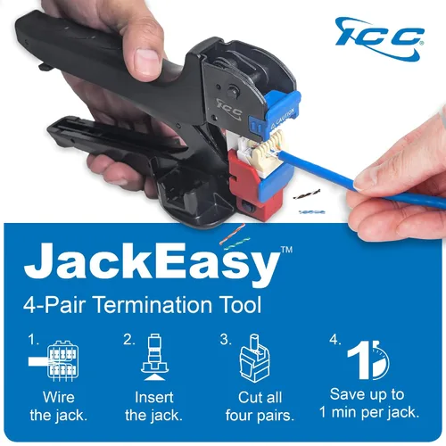 Vista 3 de ICC Conector Keystone de voz para EZ Style, RJ11, 6P6C, conector de cable de red telefónica con certificación UL, compatible con TIA, compatible