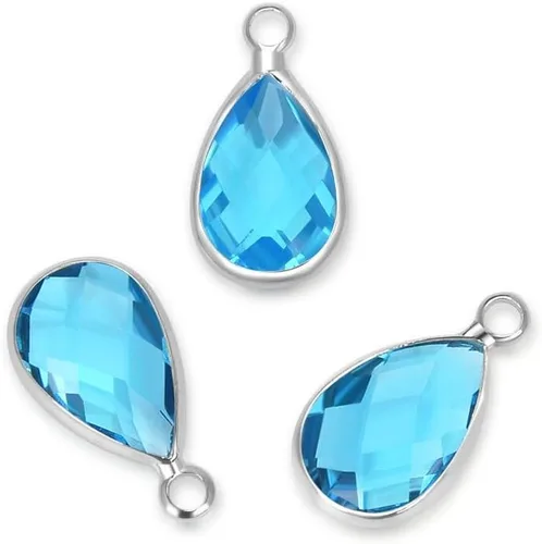 Vista 10 de Adabele Colgante de piedra natal de grado A, gota de 0.433 in, 0.551 in y 0.630 in, chapado en plata de ley para aretes personalizados, pulseras