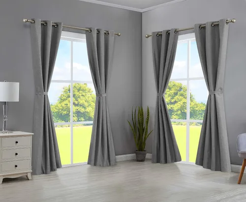 Vista 14 de Creative Home Ideas Cortinas opacas – Paneles de cortina para oscurecer la habitación con alzapaños, cortinas legrae con ojales para ventana Azul