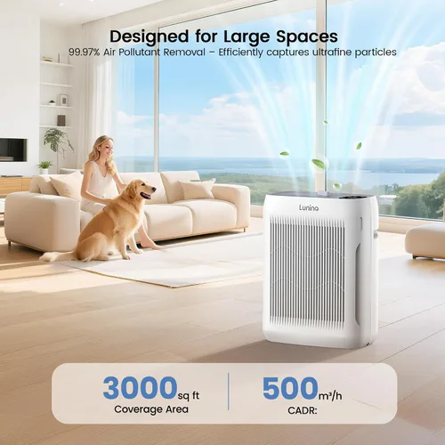 Vista 2 de Purificadores de aire para habitaciones grandes del hogar de hasta 3000 pies cuadrados Pet Air Purifier with Auto Mode, 4 Fan Speeds