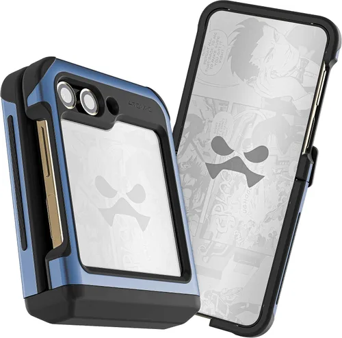 Vista 20 de Ghostek Atomic - Funda delgada para Galaxy Z Flip 4, parte trasera de aramida con parachoques de aluminio rojo, funda protectora de doble capa a