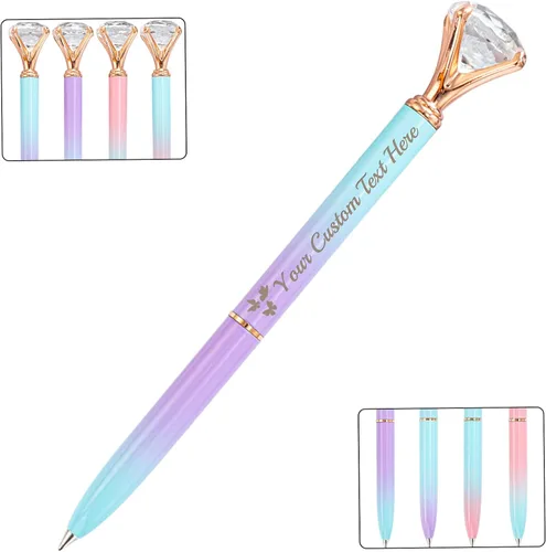 Vista 24 de STREADVE 12 bolígrafos personalizados con nombre, bolígrafo de diamante personalizado, grabado gratis, logotipo, texto, escritura suave, regalos