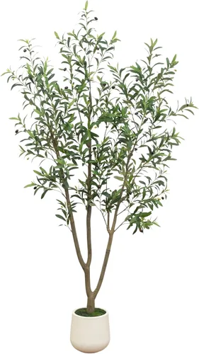 Vista 9 de Nearly Natural 4 ft Artificial Olive Tree in White Decorative Planter