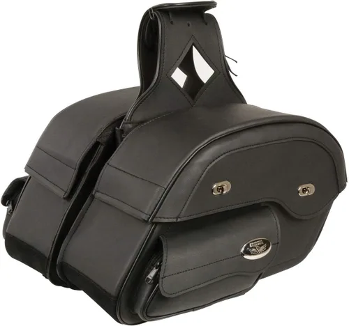 Vista 10 de Maleta impermeable de cuero genuino para motocicleta con funda para pistola en el interior marrón y negro tachuela/sin tachuelas