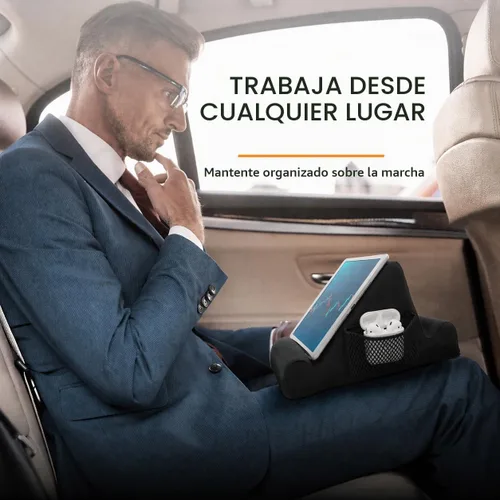 Vista 5 de Brookstone - Soporte para tableta de mesa de regazo con espuma viscoelástica, sostiene teléfonos, iPads, lectores de libros electrónicos, 2 ángulos