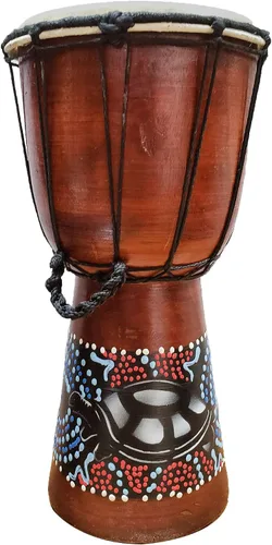 Vista 26 de Djembe decorativo de novedad de 6" de alto x 4" de ancho en la parte superior (Abstracto, 15.2 cm)