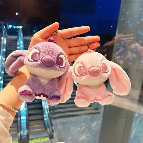 Vista 6 de Lindo llavero de felpa, llavero de animal de peluche suave, llaveros de dibujos animados, accesorios para llavero, monedero, mochila con dijes