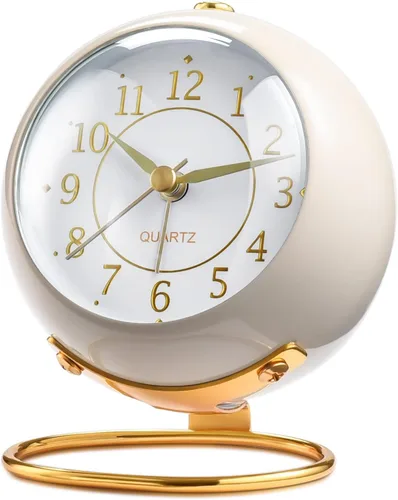 Vista 13 de Tetino Relojes despertadores analógicos, retroiluminación retro, bonito diseño simple, pequeño reloj de escritorio con luz nocturna, silencioso sin