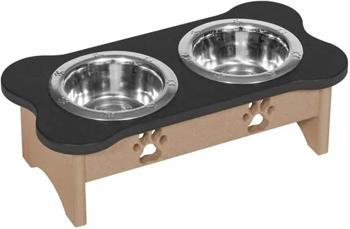 Vista 190 de Poly Lumber - Comedero doble de hueso mediano de 2 cuartos de galón, color negro