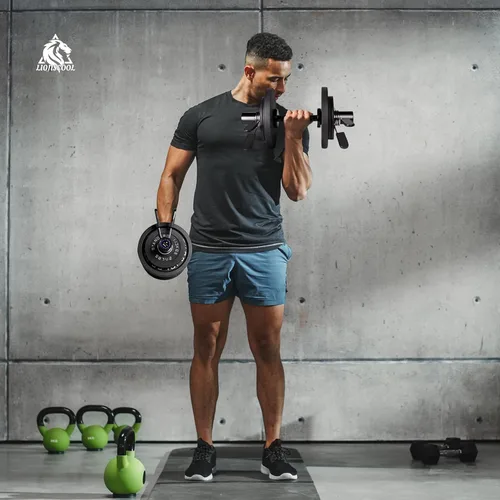 Vista 7 de LIONSCOOL 16"Loadable Dumbbells Pairs, Olympic Dumbbell Handle/Bar for Strength Training, Compatible with 2’’ Standard Plates, Includes 2 Pair of
