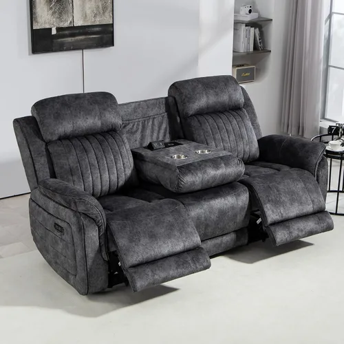 Vista 13 de Zero Gravity - Sofá biplaza reclinable eléctrico con reposacabezas ajustable, sofá reclinable eléctrico con consola, sofá reclinable eléctrico