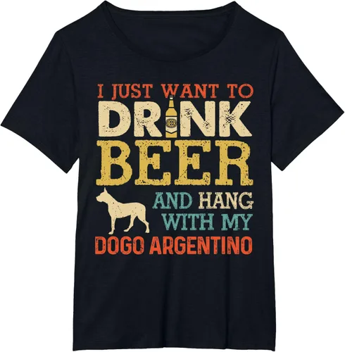 Vista 22 de Dogo Argentino - Camiseta vintage divertida para colgar con perro, Negro