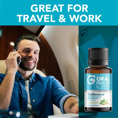 Vista 6 de OraRestore - Tratamiento para el mal aliento para adultos Halitosis: concentrado de enjuague oral formulado por dentistas, aceite dental líquido