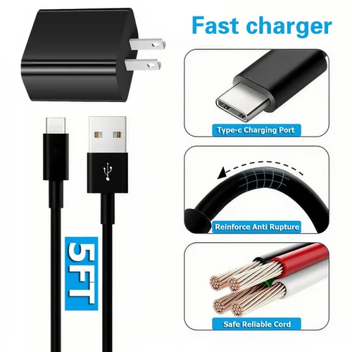 Vista 2 de Cargador de teléfono portátil USB A a C, cable de carga rápida compatible con iPhone 17 Pro Max 15 Plus 17 Air/iPad Pro 13 Air/Samsung Galaxy S25