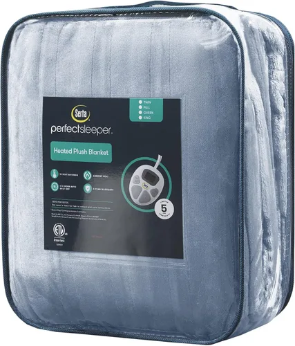 Vista 8 de Serta Manta eléctrica de felpa lujosamente suave, cubierta acogedora de calentamiento rápido, temporizador de apagado automático de seguridad, baja