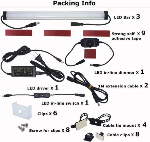 Vista 6 de Luces LED Litever bajo clóset, Plateado, LL-008-3W, 20.00watts, 120.00 volts