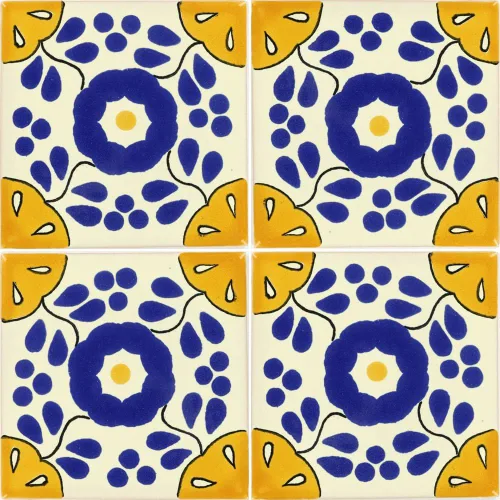 Vista 3 de 4 ¼ x 4 ¼ Hacienda Amarillo – mexicano de Talavera baldosa cerámica