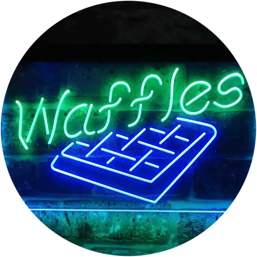 Vista 20 de ADVPRO Waffles Snack Café - Letrero de neón LED de doble color, azul y rojo, 12 x 8 pulgadas st6s32-i3820-br