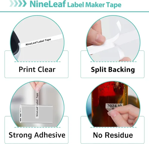 Vista 3 de NineLeaf 3 Pack Compatible for DYMO D1 45010 S0720500 Black on Clear 12mm 1/2'' x 23ft Label Tape Refill Work in DYMO LabelManager 160 210D 260P 280