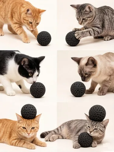 Vista 4 de Pelotas de golf para gatos Interactivas Esponja Espuma Pelotas de fútbol Juguete Negro