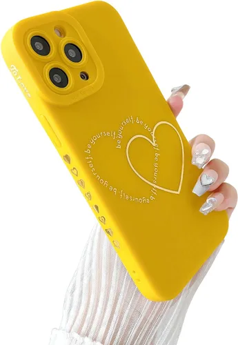 Vista 8 de ankofave Funda para iPhone 12 Pro Max para mujeres y niñas, bonita funda chapada en oro con doble corazón, suave, a prueba de golpes, funda