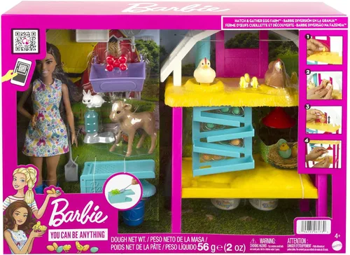 Vista 7 de Muñeca y juego de Barbie con cooperativa, animales, masa, moldes y más, granja de huevos Hatch and Gather