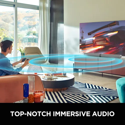 Vista 3 de Barra de sonido, barra de sonido de 80 W con conexión Bluetooth/ARC/Opt/AUX, con aumento de volumen, 3 modos de ecualizador, barra de sonido