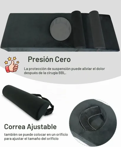 Vista 6 de BBL Bed After Surgery for Sleeping - Colchón de espuma de alta densidad con agujero y almohada brasileña de recuperación de glúteos con funda