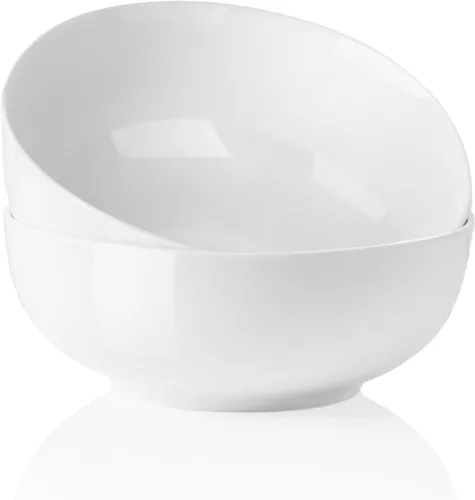 Vista 7 de Kanwone Tazones grandes para servir, 55 onzas, cuencos de cerámica para ensalada, pasta, tazones de sopa de porcelana, juego de 2, platos
