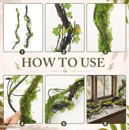 Vista 4 de Janinka 55in Large Bendable Artificial Tree Branches with 43in Moss Vine
