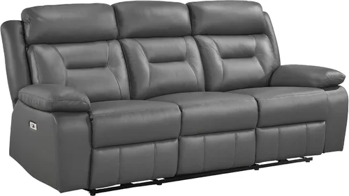 Vista 8 de Lexicon Sofá Reclinable Doble Eléctrico, Sofá Reclinable de Cuero de Grano Superior Combinado con Reposabrazos de Parte Superior Acolchada, Asientos