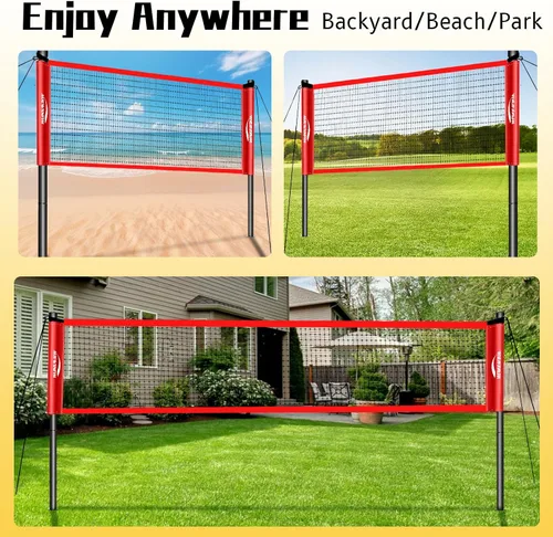 Vista 4 de Juego de bádminton para patio trasero: red portátil para exteriores con 4 raquetas de rendimiento, 3 volantes y línea de límite, juego completo