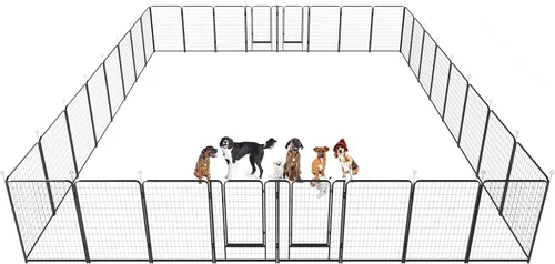Vista 15 de Kfvigoho Corralito para perros para exteriores, extra ancho, 12 paneles de valla resistente para perros, 32 pulgadas de altura, antioxidante