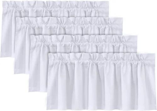 Vista 12 de H.VERSAILTEX Cenefas de cortina 100% opacas para ventanas, 2 paneles con aislamiento térmico, bolsillo para barra, pequeña cenefa corta para cocina