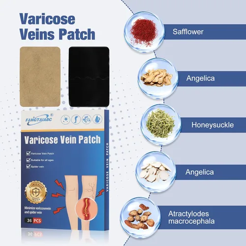 Vista 3 de 36 parches para venas varicosas, alivio profesional para venas varicosas en las piernas, parche de mejora natural de las venas de araña, fortalece