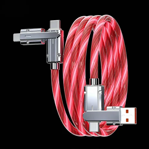 Vista 13 de Cable USB PD cargador rápido iluminado (USB 4 en 1 azul), soporta transferencia de datos, se puede utilizar como luz nocturna, longitud del cable