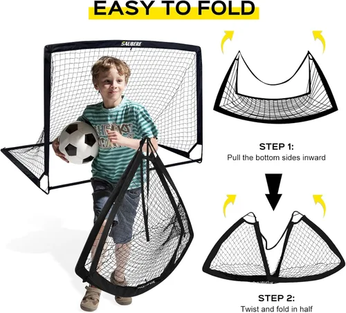 Vista 4 de 6x4 ft Kids Soccer Goals for Backyard Set of 2- Portable Pop Up Soccer Net for Backyard for Kids Toddler Youth, Soccer Training Equipment+ Soccer