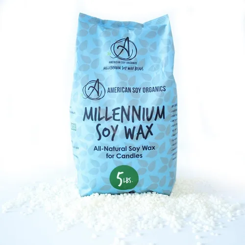 Vista 3 de American Soy Organics - Bolsa de 5 libras de cera de soja natural Millennium Wax para hacer velas