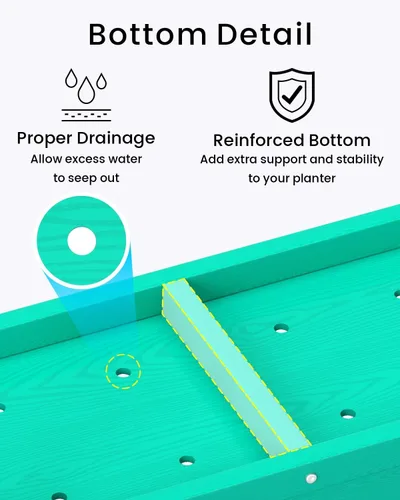 Vista 5 de Cama de jardín elevada pequeña de HDPE, jardinera elevada con patas, jardinera para exteriores resistente a la intemperie, camas elevadas para Aruba