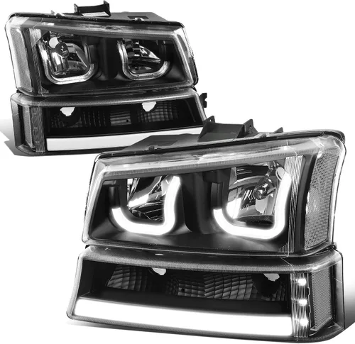Vista 14 de Auto Dynasty Conjunto de faros LED DRL compatible con Chevy Avalanche Silverado 1500-3500 2003-2007, repuesto de faros delanteros laterales