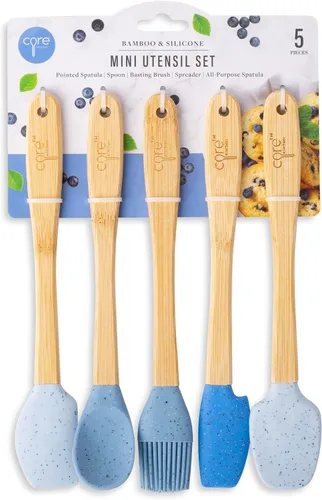 Vista 4 de Core Kitchen 8.25" 5pc Silicona Mini Utensilio Set Con Mangos De Bambú - Creta Multicolor Crete