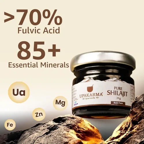 Vista 3 de UPAKARMA Resina pura Shilajit de 0.71 oz para hombres y mujeres Aumenta la resistencia y la fuerza Más de 85 minerales esenciales, magnesio