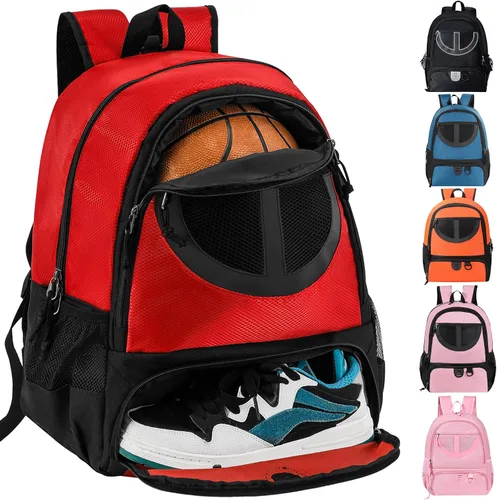 Vista 10 de Mochila de baloncesto para hombres y mujeres con compartimento para pelota y zapatos, capacidad de 30L, ligera y transpirable, mochila de fútbol