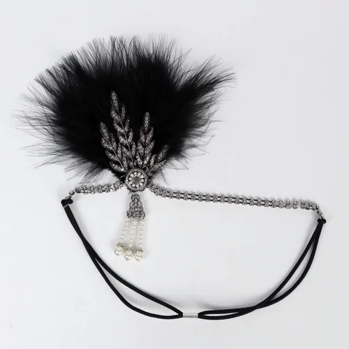 Vista 2 de Diadema de plumas de los años 20, accesorio para el cabello de gran Gatsby