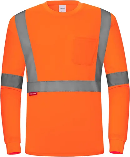Vista 18 de ProtectX Camisas de manga larga de alta visibilidad, camiseta de seguridad reflectante de alta visibilidad para hombres y mujeres, camisa