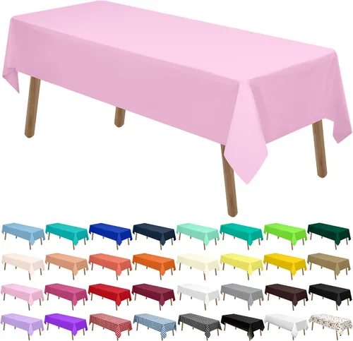 Vista 29 de Manteles de Plástico Azul Claro Paquete de 2 Cubiertas de Mesa Desechables 54 x 108 Pulgadas Manteles para Baby Shower Fiesta PEVA Manteles Azul