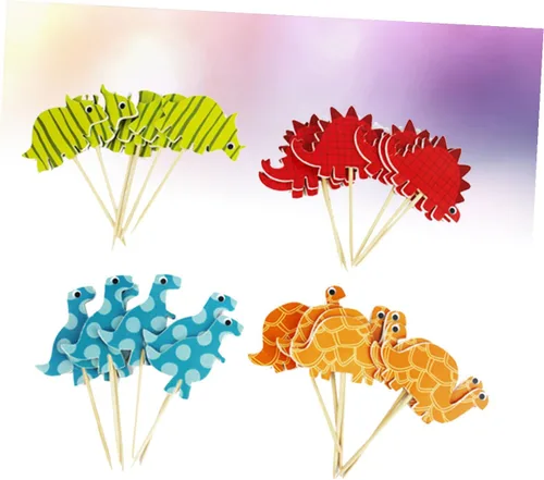 Vista 8 de 96 Pcs Dinosaur Cake Toppers Paper Birthday Party Decoration Picks