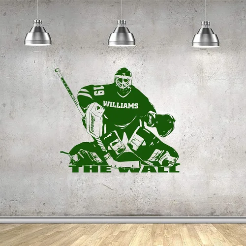 Vista 2 de Calcomanía de pared personalizada con nombre de portero de hockey de jugador, elige tu nombre y número, camisetas de jugador personalizadas