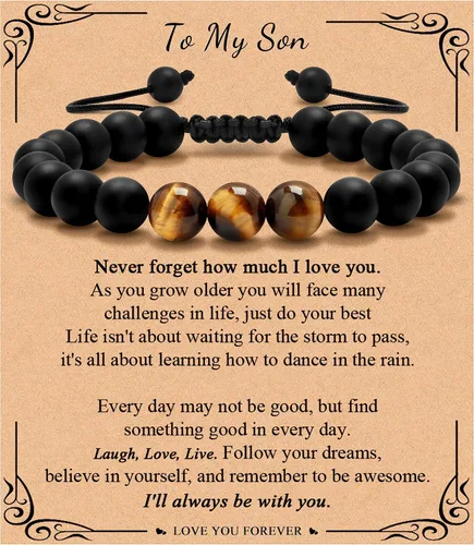 Vista 12 de Pulsera de regalos para hombres para papá hijo mi hombre novio marido hermano nieto abuelo papá bonus sobrino tío cumpleaños día del padre
