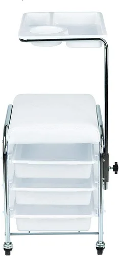 Vista 7 de Salón móvil Peluquería Peluquería Belleza Almacenamiento Carrito Manicura Uñas Cabello Herramienta Carrito Silla Pedicura Taburete Mesa